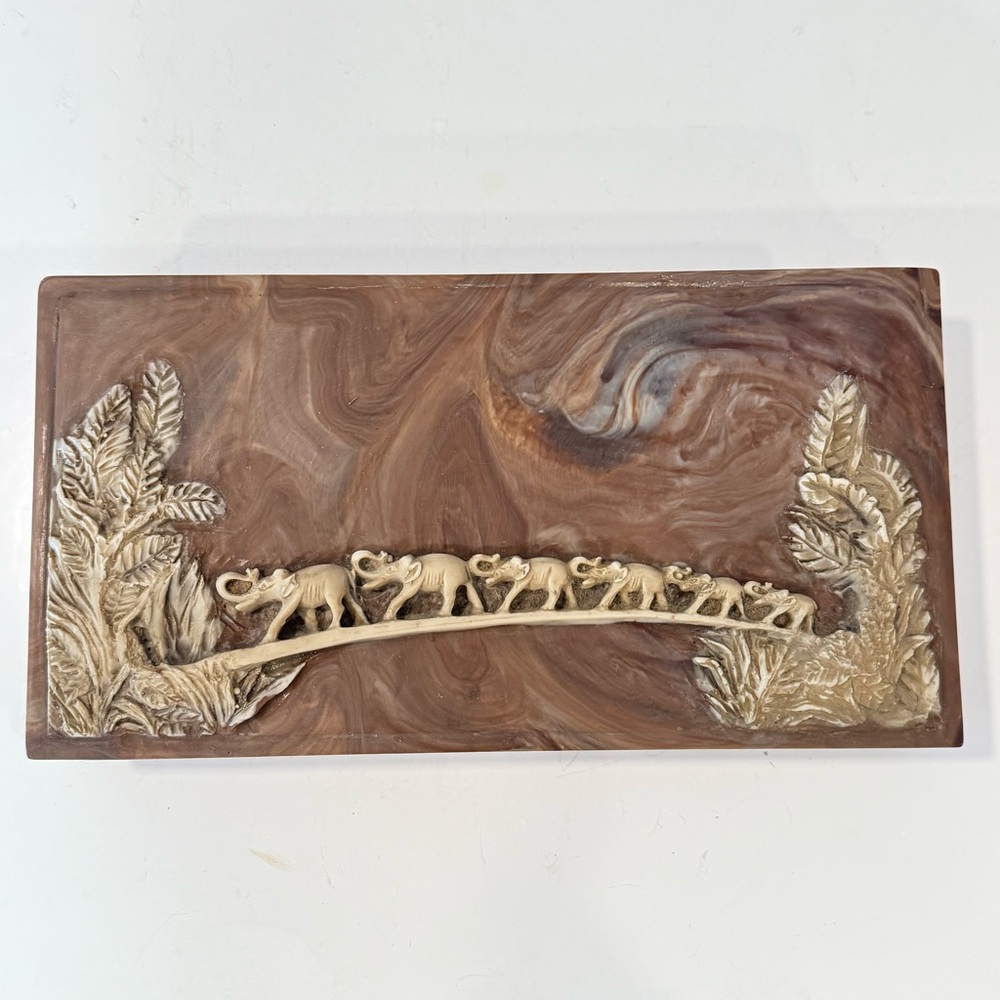 Vintage Dante Carpenter's Elephant's Genuine Mahogany Jewelry Box Trinket Box